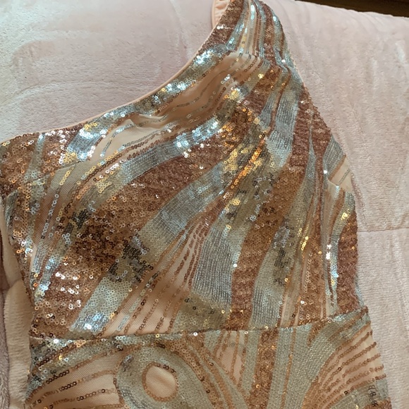 The Perfect Gown- Sequin Gown, HI Low Mermaid Hem, Rose Gold and Silver Sequins - Picture 7 of 8